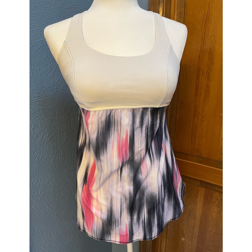 Grey pink and white Lululemon top